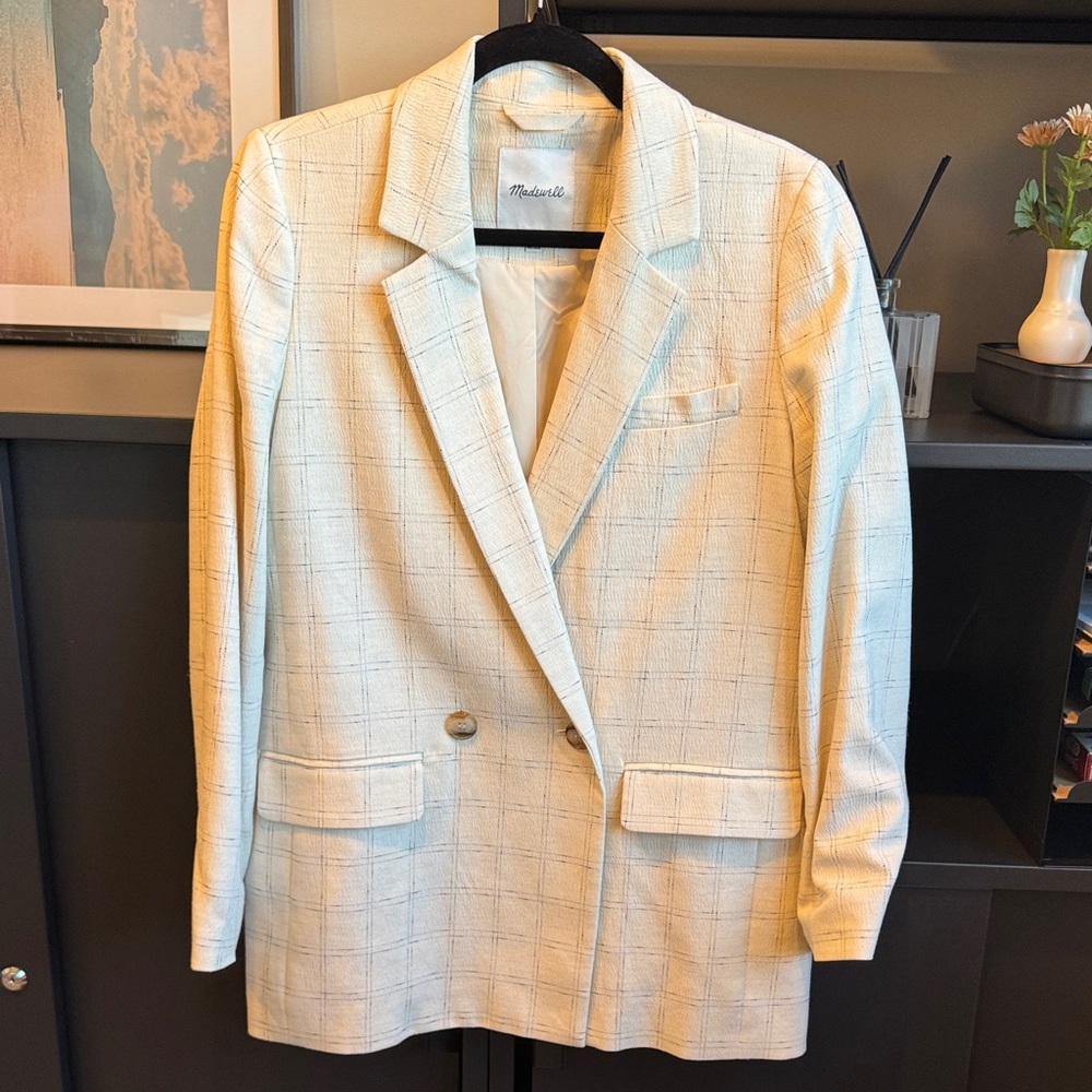 Madewell Caldwell Double Breasted Cream Blazer- Size Medium